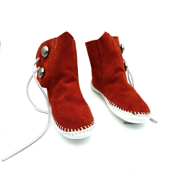 Taos Footwear Other - TAOS Handmade Suede Booties Red Rust Suede With Silver Conchos Size 13 Western